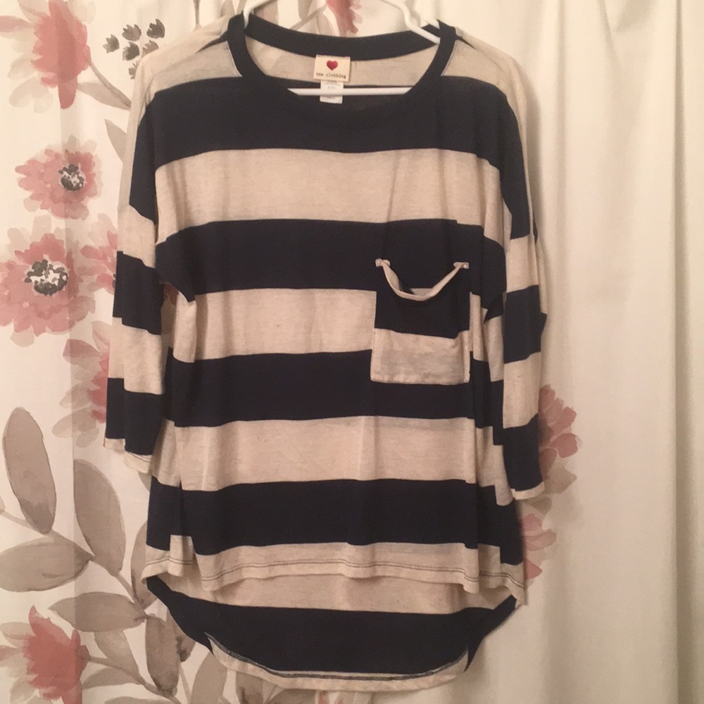 Cream and Navy striped top